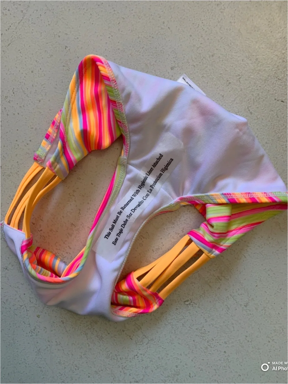 Art Class Girls Neon Pink Orange Stripe Bikini Set Swimsuit Size Large NWT